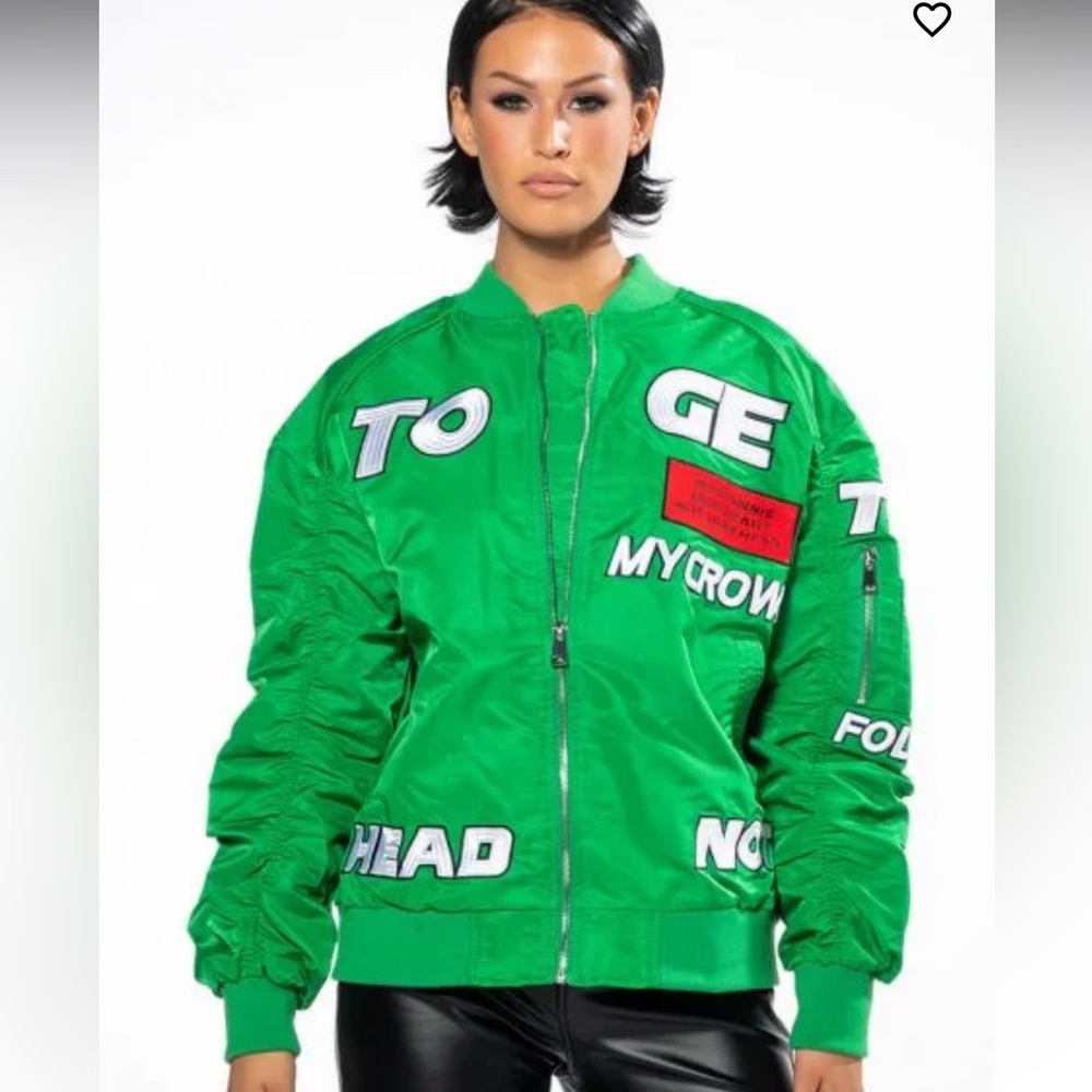 TOGETHER VARSITY RACING BOMBER In Green S NWT